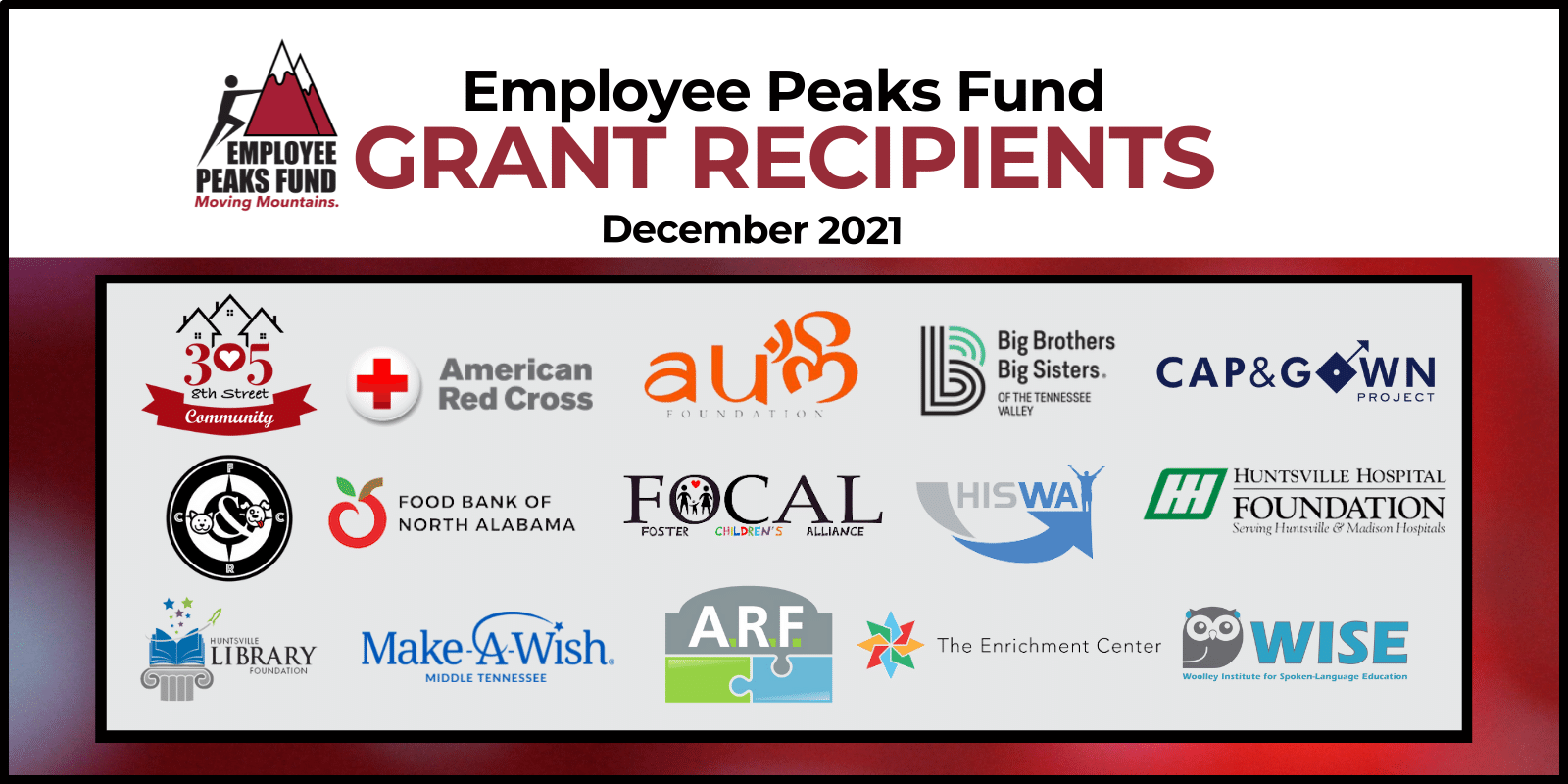 Employee Peaks Fund Grant December 2021 Recipients